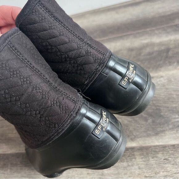 Sperry Saltwater Nylon Quilted Shaft Duck Boots Black Size 8 - Picture 5 of 11
